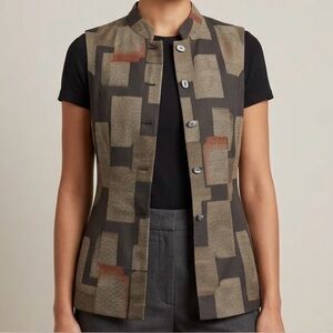 VTG Patch Magic Vest Women Size Small Abstract Multicolors Neru Collar